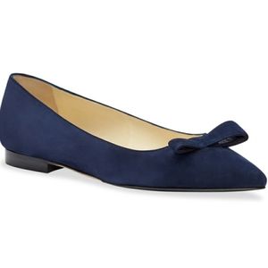 Sarah Flint Flats "Natalie" Navy Suede  Size US 7.5  IT 38.5 Classic Elegant